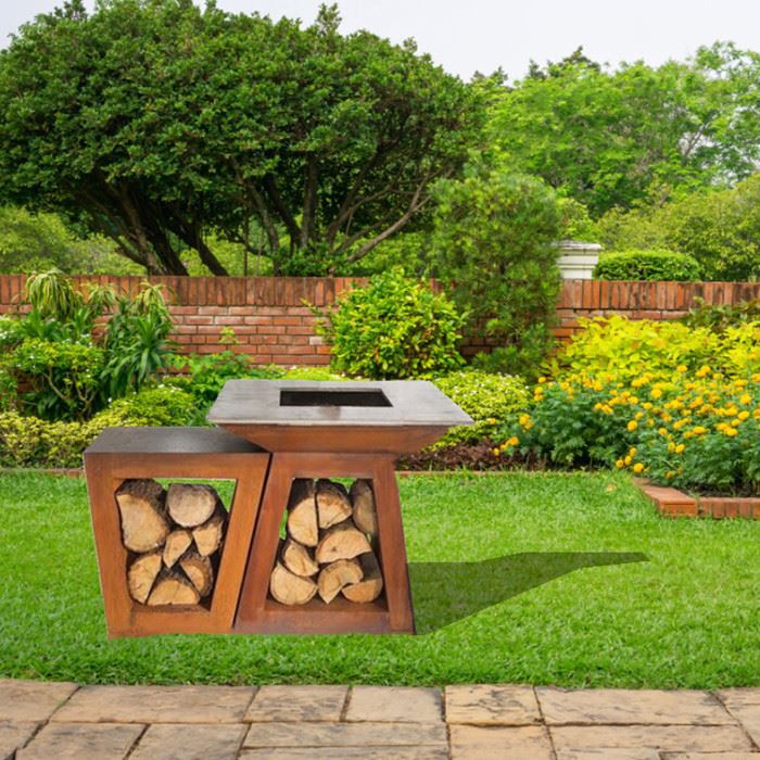 gardern rust corten steel fire pit bbq grills