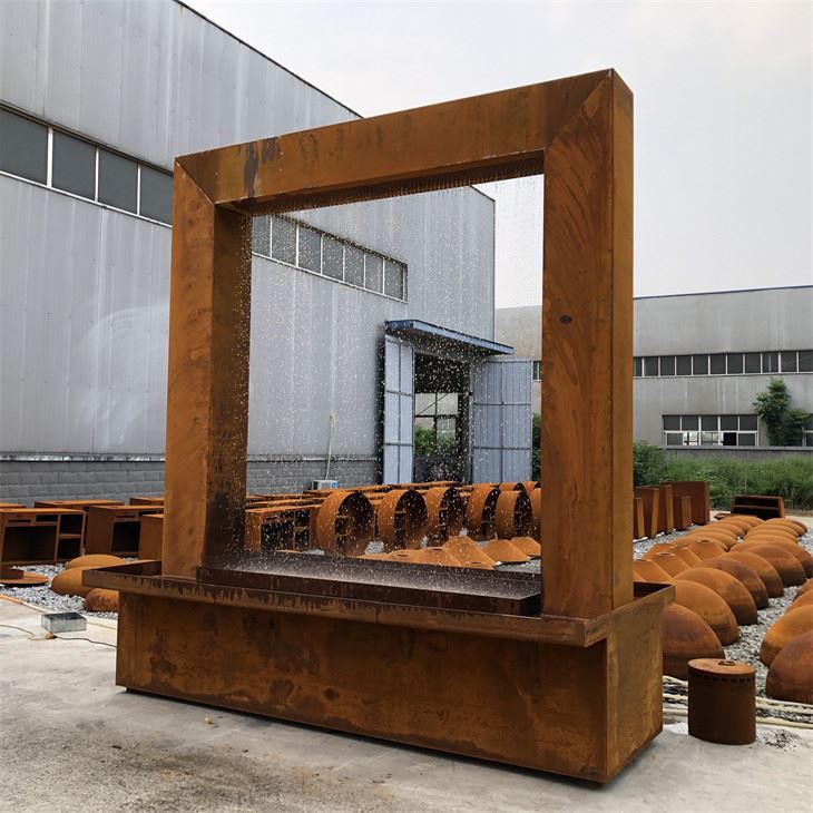 Corten Steel Water Curtain Outdoor Patio Water Feature