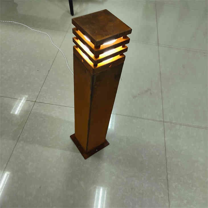 Outdoor Path Lamp Bollard Rusty Corten Steel Bollard Light
