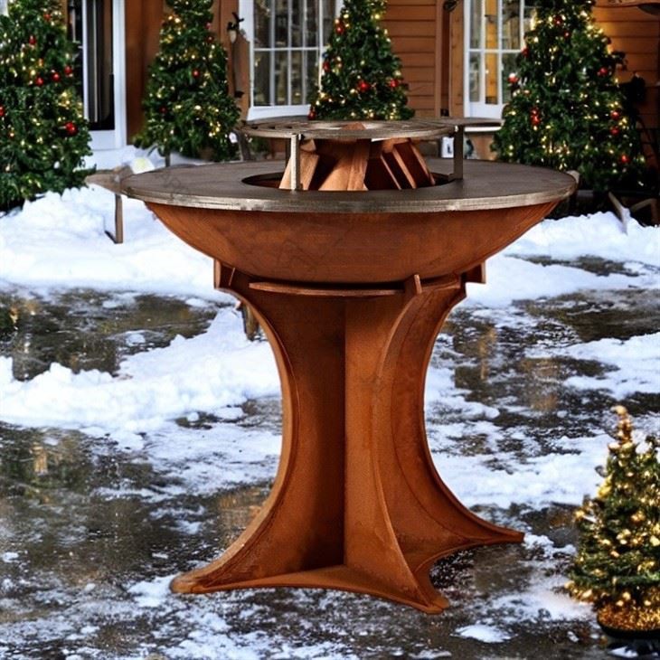 Wood Burning Outdoor Corten Steel BBQ Grill