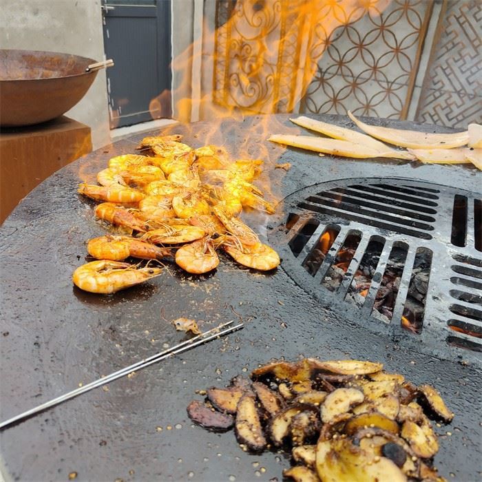 Wood Burning Retro Design Rusty Corten Steel Bbq Grill