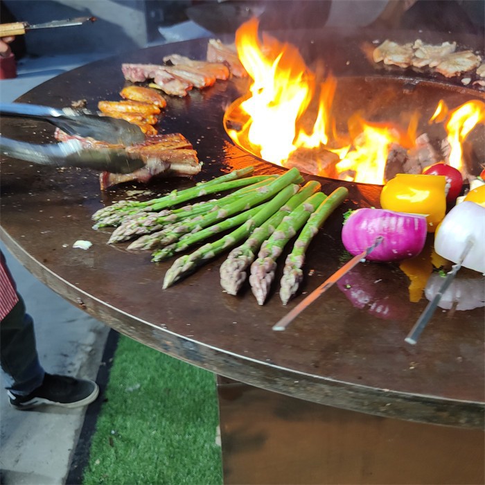 Wood Burning Rusty Exterior Corten Steel Bbq Grill