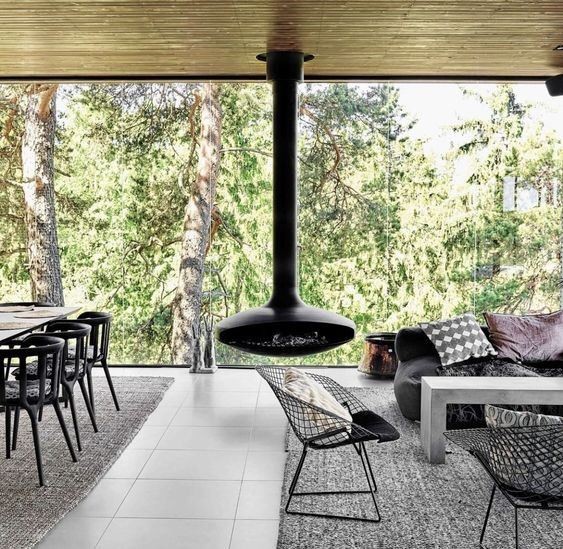 Decorative Ceiling Suspended Fireplace