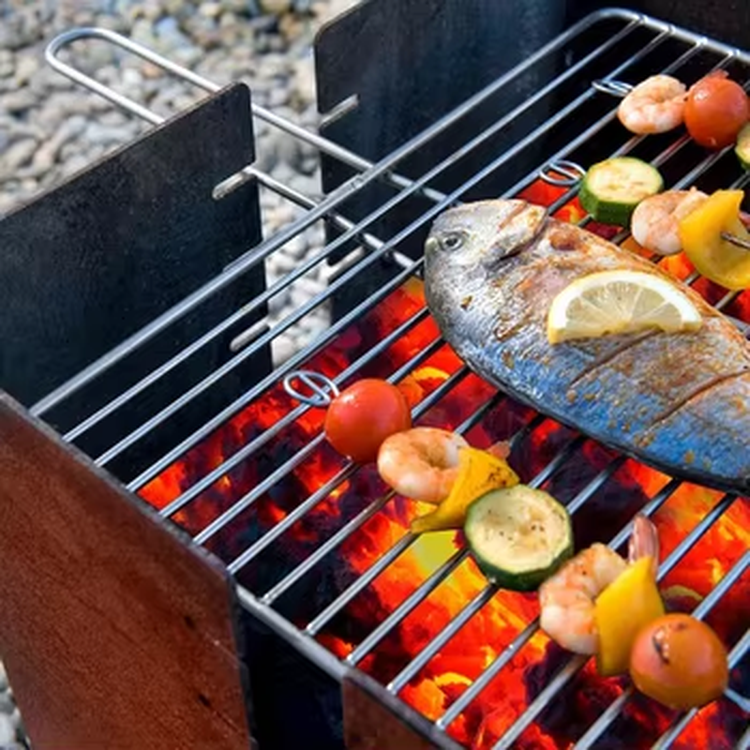 Wood burning fire pit with BBQ grill Wood burning fire pit with BBQ grill