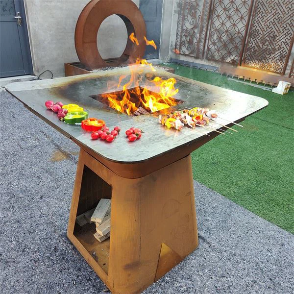 Rusty Corten Steel BBQ Grill
